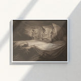 Framed Monochrome Print Three Women Period Attire Rendered Death-head Moth Hovers, Henry Fuseli Art, John Raphael Smith Mezzotint