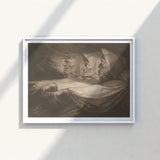 Framed Monochrome Print Three Women Hooded Garments Rendered Death-head Moth Hovers, Henry Fuseli Art, John Raphael Smith Mezzotint