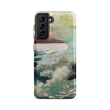 West Point Prouts Neck - Winslow Homer Phone Case Samsung Galaxy S21 Fe / Matte Phone Case Painted Scene Boat Turbulent Teal White Winslow