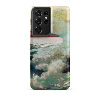 West Point Prouts Neck - Winslow Homer Phone Case Samsung Galaxy S21 Ultra / Matte Painted Scene Boat Turbulent Water Clouds Fixed, Maine,