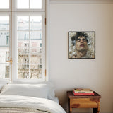 Wet Whistle - Sensual Gay Erotica Framed Canvas, Bedroom Tall Window White Bedding Artistic Portrait Wall