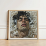 Framed Artwork Man Dark Curly Hair Submerged Soapy Homoerotic Art Print, Latino, Symphony Swells