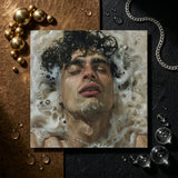 Wet Whistle - Sensual Homoerotic Dream Art Print / Canvas Silver Chain Necklace Worn Man’s Neck Homoerotic Art Print, Latino Art, Symphony
