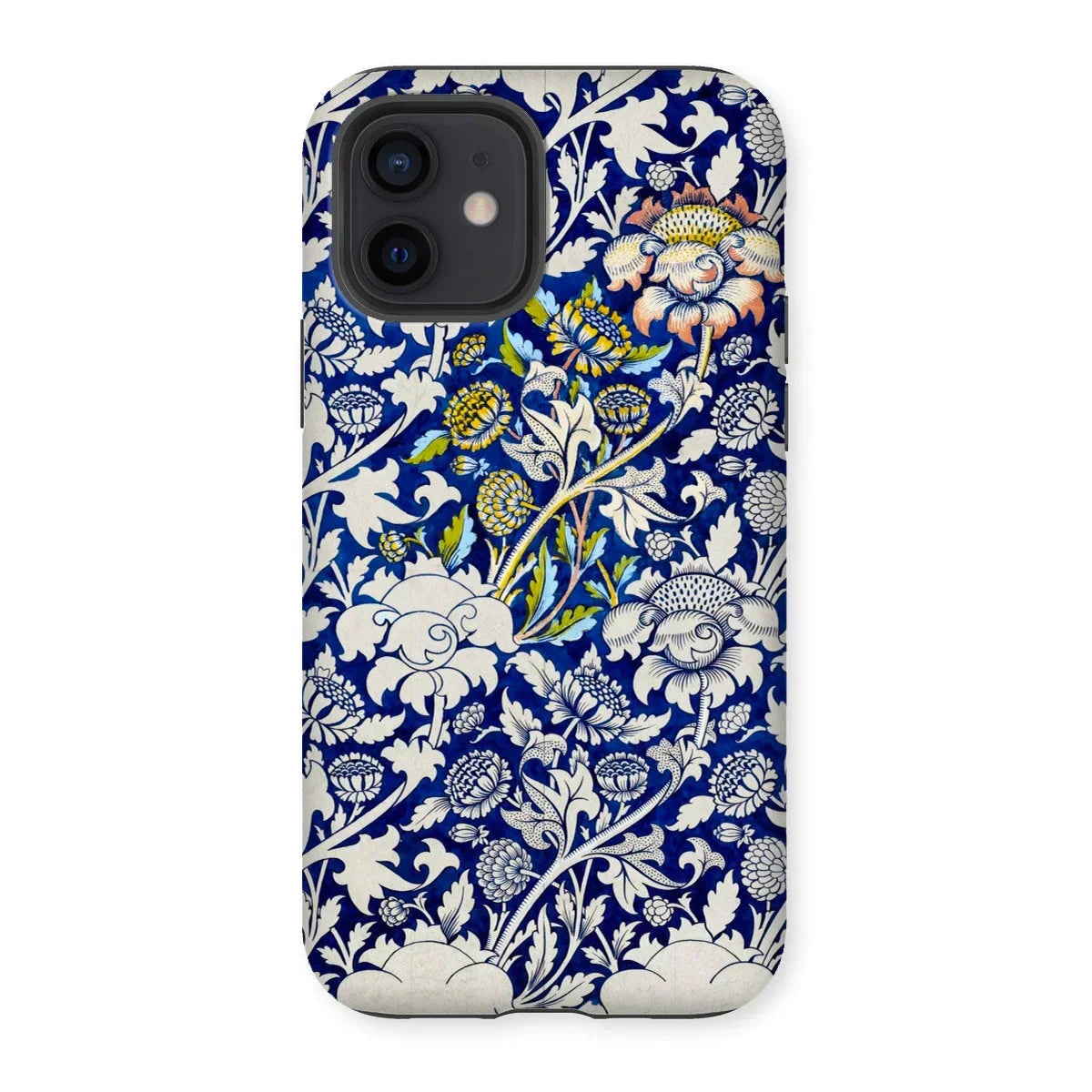 Wey - William Morris Fabric Pattern Iphone Case, 12 / Matte, Floral Patterned Iphone Case Blue White Chinoiserie Design