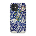 Wey - William Morris Fabric Pattern Iphone Case, 12 Mini / Matte, Decorative Phone Case Blue White Floral Pattern Birds