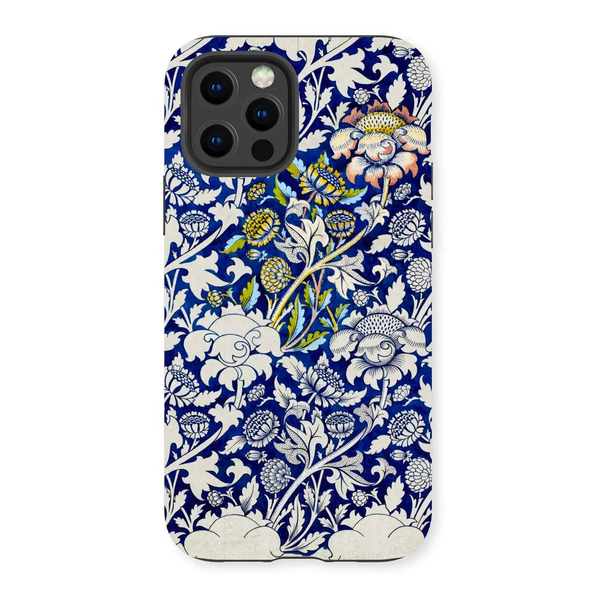 Wey - William Morris Fabric Pattern Iphone Case, 13 Pro / Matte, Floral Patterned Iphone Case Blue White Chinoiserie Design