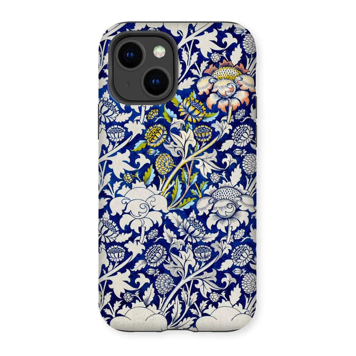 Wey - William Morris Fabric Pattern Iphone Case, 14 / Matte, Floral Patterned Phone Case Blue White Yellow Botanical