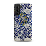Wey - William Morris Fabric Pattern Phone Case Samsung Galaxy S21 Plus / Matte Intricate Floral White Gold Deep Morris’ Legendary, Twilight