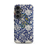 Wey - William Morris Fabric Pattern Phone Case Samsung Galaxy S24 Plus / Matte Navy Blue Adorned Intricate White Floral Morris’ Legendary,
