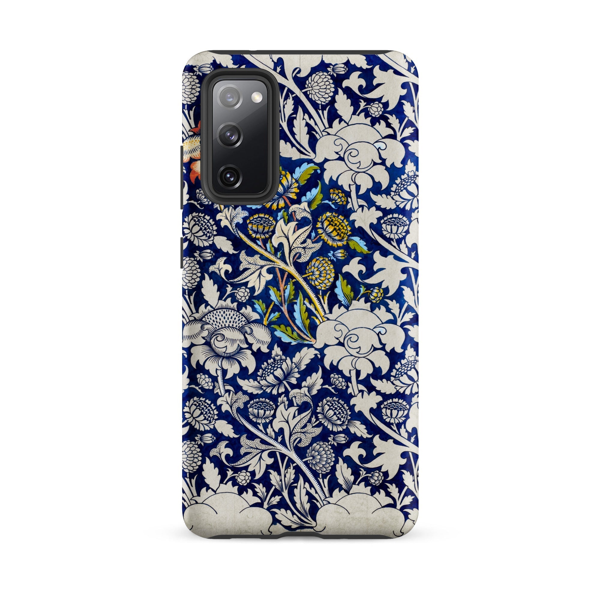 Wey William Morris Fabric Pattern Samsung Case, Galaxy S20 Fe / Matte, Smartphone Case Blue White Floral Pattern