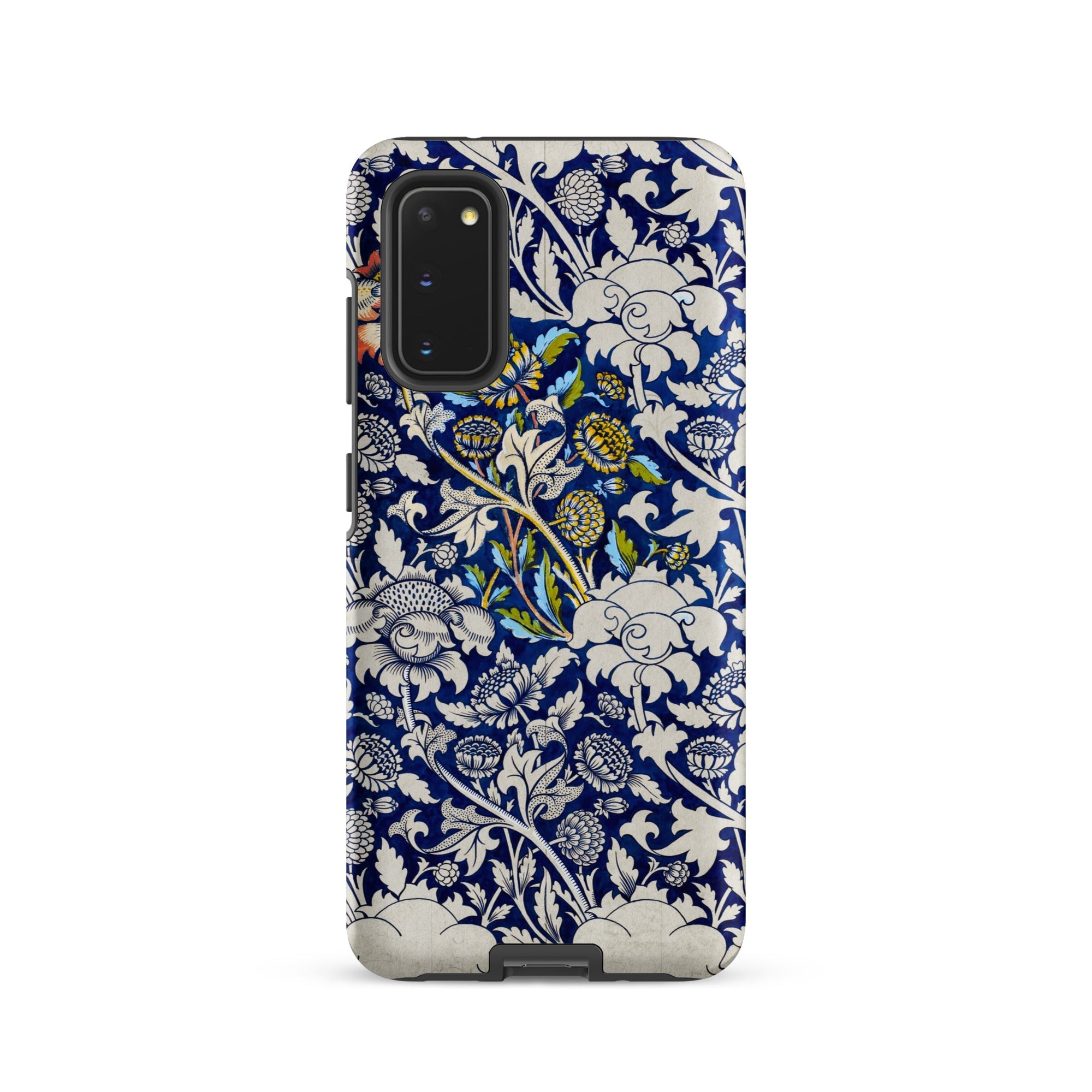 Wey William Morris Fabric Pattern Samsung Case, Galaxy S20 / Matte, Phone Case Dark Blue White Floral Pattern