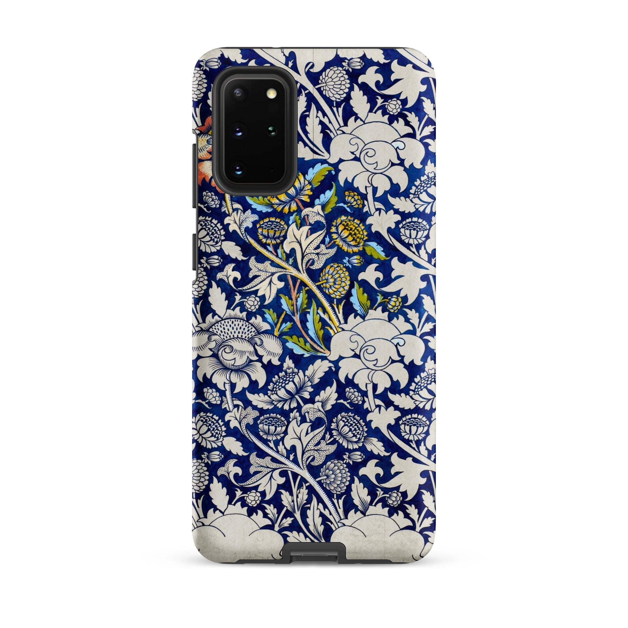 Wey William Morris Fabric Pattern Samsung Case, Galaxy S20 Plus / Matte, Smartphone Case Blue White Floral Pattern