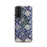 Wey - William Morris Fabric Pattern Samsung Case, Galaxy S21 / Matte, Smartphone Case Blue White Floral Pattern
