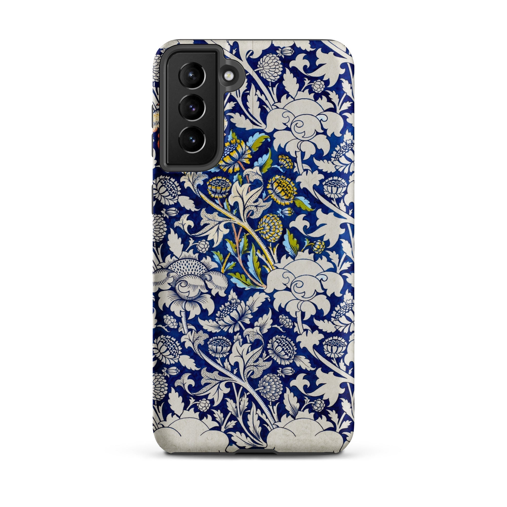 Wey William Morris Fabric Pattern Samsung Case, Galaxy S21 Plus / Matte, Smartphone Case White Blue Floral Pattern