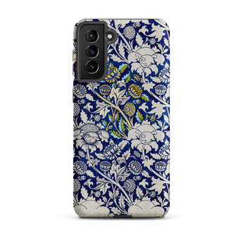Wey - William Morris Fabric Pattern Samsung Case, Galaxy S21 Plus / Matte, Smartphone Case White Blue Floral Pattern