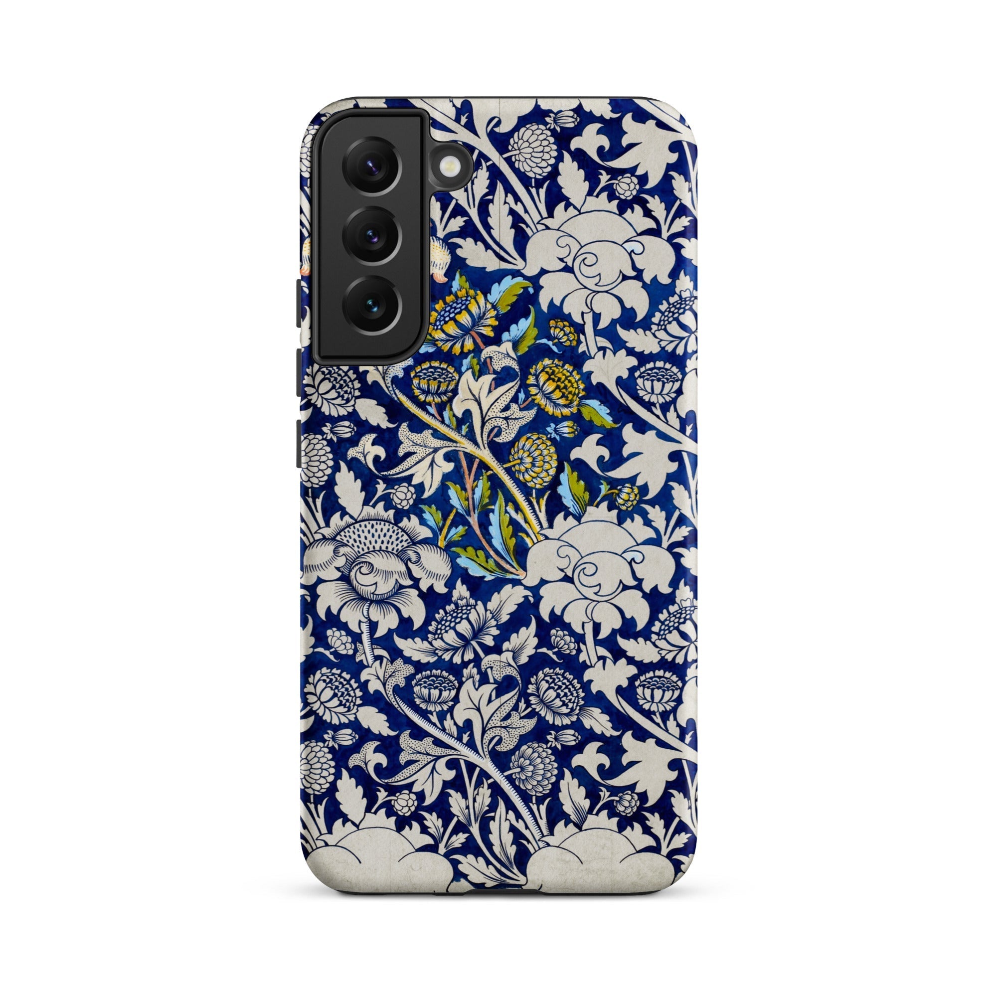 Wey William Morris Fabric Pattern Samsung Case, Galaxy S22 Plus / Matte, Smartphone Case Blue White Floral Pattern
