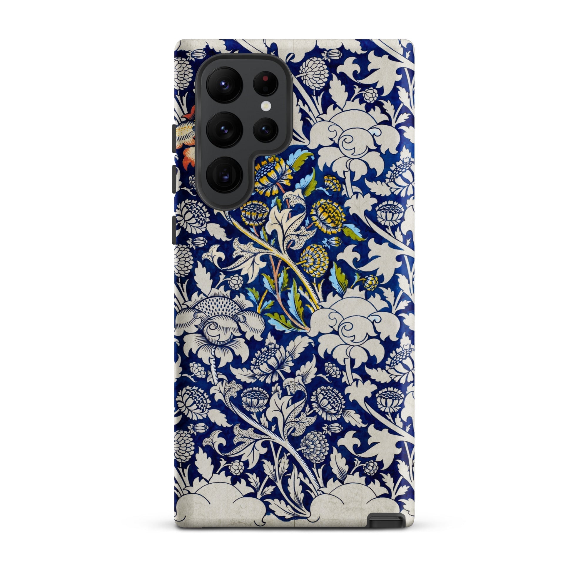 Wey William Morris Fabric Pattern Samsung Case, Galaxy S22 Ultra / Matte, Phone Case Blue White Floral Pattern