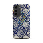 Wey William Morris Fabric Pattern Samsung Case, Galaxy S23 Plus / Matte, Smartphone Case Dark Blue White Floral Pattern