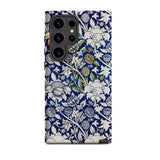 Wey - William Morris Fabric Pattern Samsung Case, Galaxy S24 Ultra / Matte, Dark Blue Phone Case White Yellow Floral Pattern