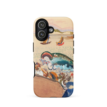 The Whale - Oskar Laske Phone Case, Teal Behemoth Breaching, Crimson Jaws Hinged, Amber-rigged Vessels Careening