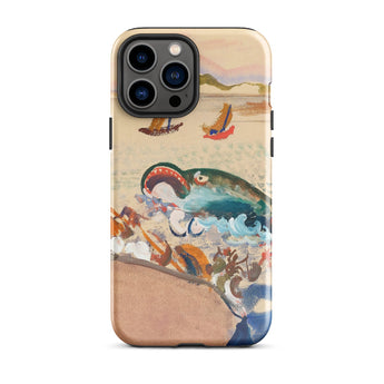 The Whale - Oskar Laske Phone Case, Teal Behemoth Breaching, Crimson Jaws Hinged, Amber-rigged Vessels Careening