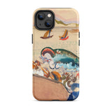 The Whale - Oskar Laske Phone Case, Teal Behemoth Breaching, Crimson Jaws Hinged, Amber-rigged Vessels Careening