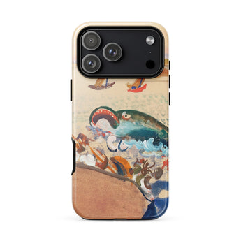 The Whale - Oskar Laske Phone Case, Teal Behemoth Breaching, Crimson Jaws Hinged, Amber-rigged Vessels Careening