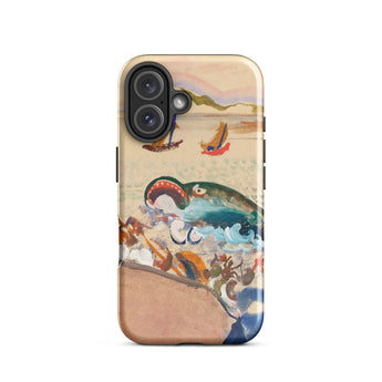 The Whale - Oskar Laske Phone Case, Teal Behemoth Breaching, Crimson Jaws Hinged, Amber-rigged Vessels Careening