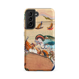 The Whale - Oskar Laske Phone Case, Teal Behemoth Breaching, Crimson Jaws Hinged, Amber-rigged Vessels Careening