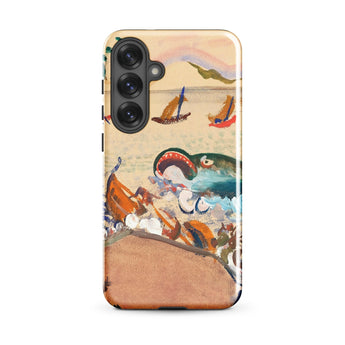 The Whale - Oskar Laske Phone Case, Teal Behemoth Breaching, Crimson Jaws Hinged, Amber-rigged Vessels Careening