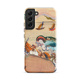 The Whale - Oskar Laske Phone Case, Teal Behemoth Breaching, Crimson Jaws Hinged, Amber-rigged Vessels Careening