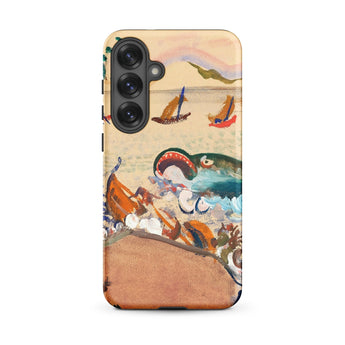 The Whale - Oskar Laske Phone Case, Teal Behemoth Breaching, Crimson Jaws Hinged, Amber-rigged Vessels Careening