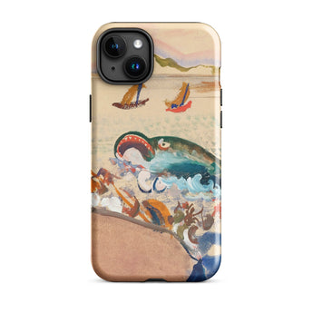 The Whale - Oskar Laske Phone Case, Teal Behemoth Breaching, Crimson Jaws Hinged, Amber-rigged Vessels Careening