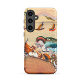 The Whale - Oskar Laske Phone Case, Teal Behemoth Breaching, Crimson Jaws Hinged, Amber-rigged Vessels Careening