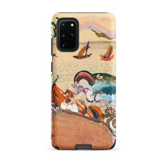 The Whale - Oskar Laske Phone Case, Teal Behemoth Breaching, Crimson Jaws Hinged, Amber-rigged Vessels Careening