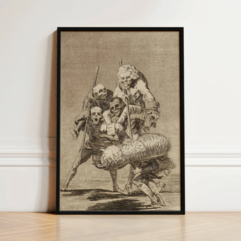 What one does to Another - Francisco De Goya Art Print / Canvas Black-framed Detailed Skeletal Figures Dramatic Poses, Bodies Pile, Moving