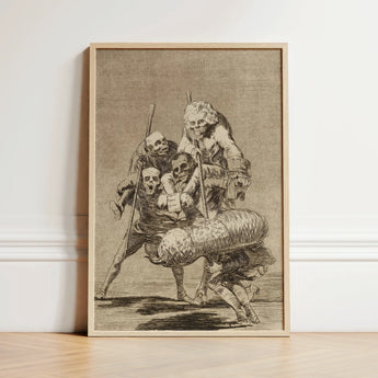 What one does to Another - Francisco De Goya Art Print / Canvas Framed Black-and-white Group Figures Dramatic Poses Enclosed Light, Bodies