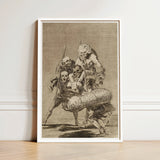 What one does to Another - Francisco De Goya Art Print / Canvas Framed Black-and-white Group Skeletons Elaborate 18th-century Attire Canes,