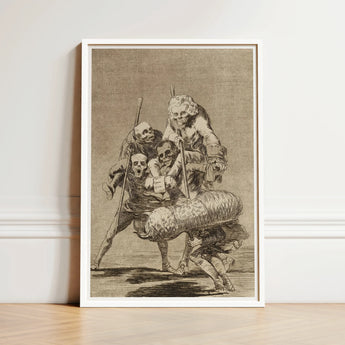 What one does to Another - Francisco De Goya Art Print / Canvas Framed Black-and-white Group Skeletons Elaborate 18th-century Attire Canes,