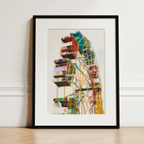 Wheel of Fortune - Amusement Park Ferris Art Print / Canvas, 12x16’’ / 31x41cm / Black Frame / Matboard, Posters Prints & Visual Artwork,