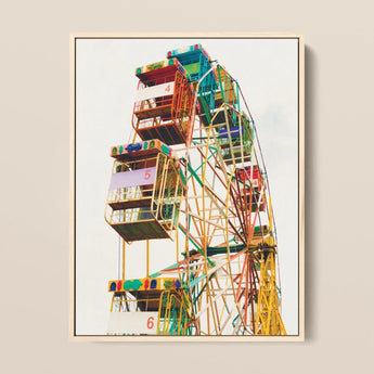 Wheel of Fortune - Amusement Park Ferris Art Print / Canvas Vibrant Multi-colored Ferris Wheel Numbered Gondolas Decorative Accents