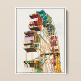 Wheel of Fortune - Amusement Park Ferris Art Print / Canvas Vibrant Multi-colored Ferris Wheel Numbered Gondolas Ornate Metalwork