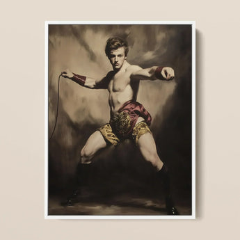 Whipped - Gay Circus Ringmaster Art Print / Canvas Framed Painting Muscular Man Vintage Attire Maroon Gold Gay Circus Ringmaster,