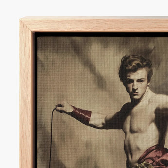 Sepia-toned Canvas Print Muscular Man Classical Attire Framed Gay Circus Ringmaster, Art, Daring Spectacle