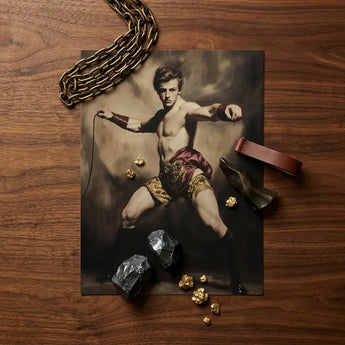 Whipped - Gay Circus Ringmaster Art Print / Canvas Vintage-style Muscular Young Man Ornate Gold-embellished Attire, Daring Spectacle Prints