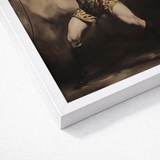 White Framed Art Print Dramatic Dark-toned Painting Matador Gay Circus Ringmaster, Daring Spectacle