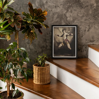 Whipped - Gay Circus Ringmaster Art Print, Framed Black White Photograph Shirtless Martial Artist Action