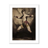 Whipped - Gay Circus Ringmaster Art Print, Vintage Sepia-toned Photograph Shirtless Boxer Stance Ornate Shorts