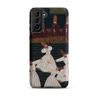 Whirling Dervishes at Konya - Ottoman School Phone Case Samsung Galaxy S21 Plus / Matte Intricate Illustration White Robes Brown, Iphone,