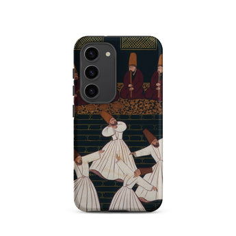 Whirling Dervishes at Konya - Ottoman School Phone Case Samsung Galaxy S23 / Matte Phone Case Intricate Illustration Sufi Dancers White